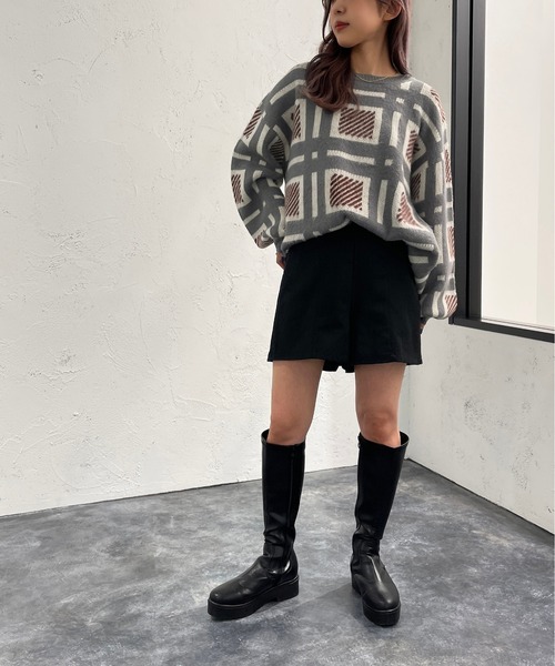apres jour mignon(アプレジュールミニョン)の「チェック柄ニット【ZOZOTOWN限定アイテム】(ニット/セーター・レディース・ネイビー/ブラック/アイボリー・フリー/X-LARGE)」の8枚目の写真