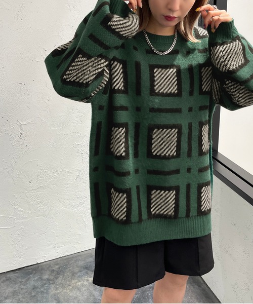 apres jour mignon(アプレジュールミニョン)の「チェック柄ニット【ZOZOTOWN限定アイテム】(ニット/セーター・レディース・ネイビー/ブラック/アイボリー・フリー/X-LARGE)」の11枚目の写真