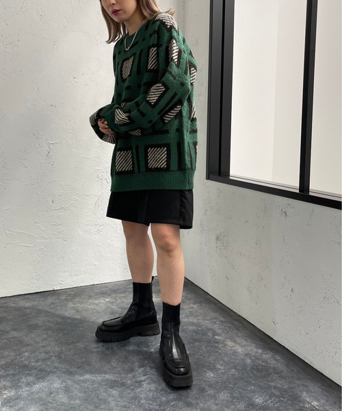 apres jour mignon(アプレジュールミニョン)の「チェック柄ニット【ZOZOTOWN限定アイテム】(ニット/セーター・レディース・ネイビー/ブラック/アイボリー・フリー/X-LARGE)」の15枚目の写真