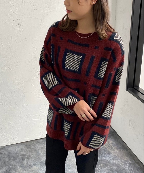 apres jour mignon(アプレジュールミニョン)の「チェック柄ニット【ZOZOTOWN限定アイテム】(ニット/セーター・レディース・ネイビー/ブラック/アイボリー・フリー/X-LARGE)」の17枚目の写真