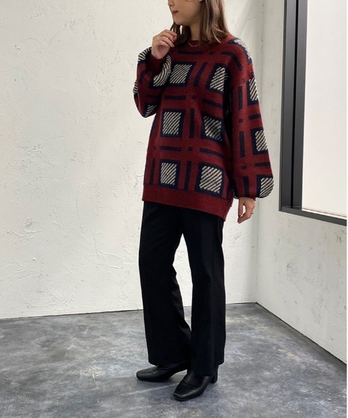apres jour mignon(アプレジュールミニョン)の「チェック柄ニット【ZOZOTOWN限定アイテム】(ニット/セーター・レディース・ネイビー/ブラック/アイボリー・フリー/X-LARGE)」の19枚目の写真