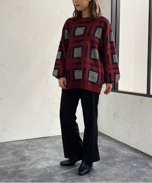 apres jour mignon(アプレジュールミニョン)の「チェック柄ニット【ZOZOTOWN限定アイテム】(ニット/セーター・レディース・ネイビー/ブラック/アイボリー・フリー/X-LARGE)」の20枚目の写真