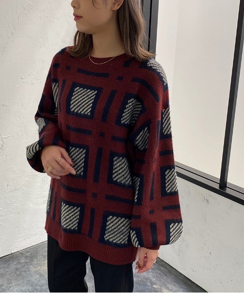 apres jour mignon(アプレジュールミニョン)の「チェック柄ニット【ZOZOTOWN限定アイテム】(ニット/セーター・レディース・ネイビー/ブラック/アイボリー・フリー/X-LARGE)」の21枚目の写真