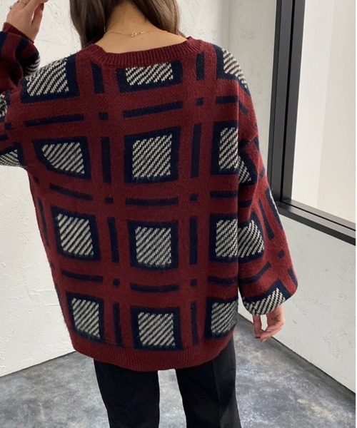 apres jour mignon(アプレジュールミニョン)の「チェック柄ニット【ZOZOTOWN限定アイテム】(ニット/セーター・レディース・ネイビー/ブラック/アイボリー・フリー/X-LARGE)」の22枚目の写真