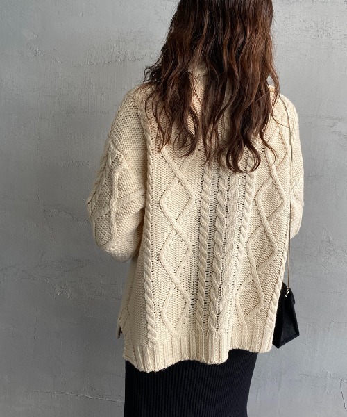 ALLUMER（アリュメール）の「[ALLUMER/アリュメール] ケーブル編み タートルネックニットプルオーバー（ニット/セーター・レディース・ブラック/サックスブルー/イエロー/アイボリー・1）」の20枚目の写真