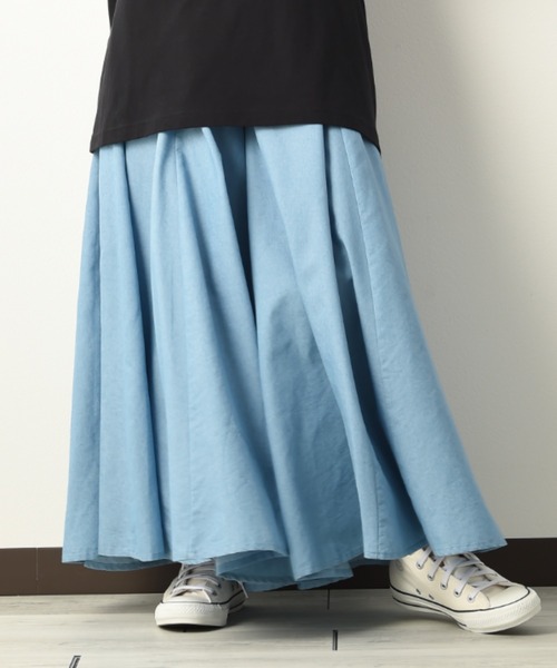 INTERPLANET（インタープラネット）の「ライトデニムパネル切替スカンツ（その他パンツ・レディース・ブラック/インディゴブルー/ブルー・FREE）」の3枚目の写真