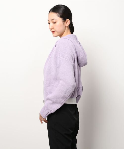 Figments(フィグメンツ)の「クロップドニットパーカー(カーディガン/ボレロ・レディース・ライトパープル/グレー・FREE)」の6枚目の写真