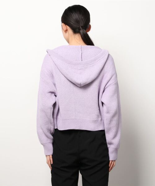 Figments(フィグメンツ)の「クロップドニットパーカー(カーディガン/ボレロ・レディース・ライトパープル/グレー・FREE)」の10枚目の写真