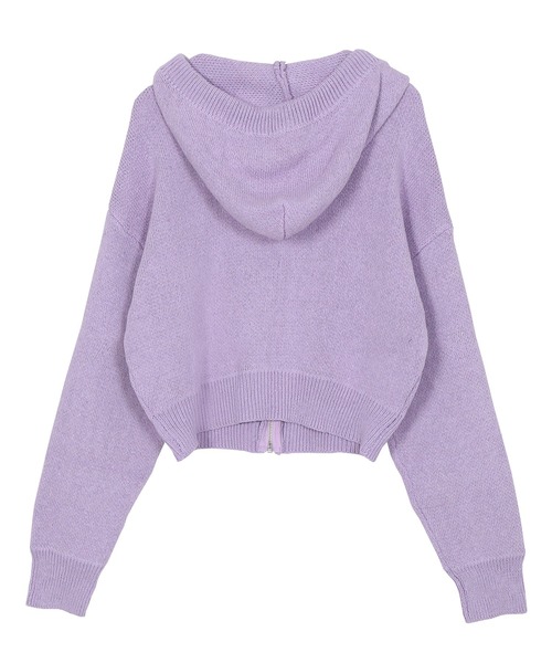 Figments(フィグメンツ)の「クロップドニットパーカー(カーディガン/ボレロ・レディース・ライトパープル/グレー・FREE)」の5枚目の写真