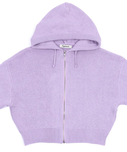 Figments(フィグメンツ)の「クロップドニットパーカー(カーディガン/ボレロ・レディース・ライトパープル/グレー・FREE)」の7枚目の写真