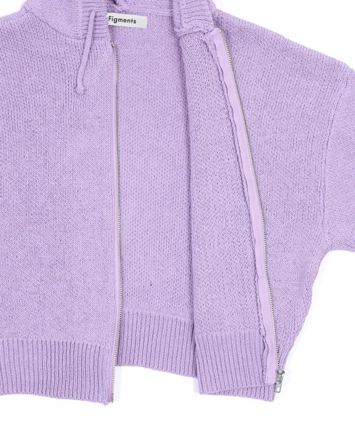 Figments(フィグメンツ)の「クロップドニットパーカー(カーディガン/ボレロ・レディース・ライトパープル/グレー・FREE)」の11枚目の写真