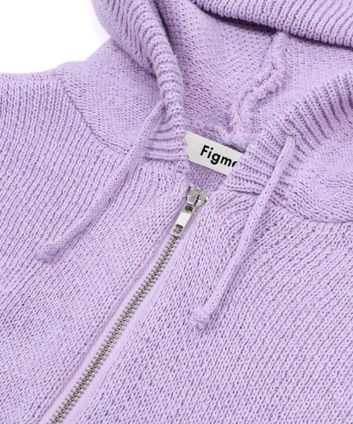Figments(フィグメンツ)の「クロップドニットパーカー(カーディガン/ボレロ・レディース・ライトパープル/グレー・FREE)」の4枚目の写真