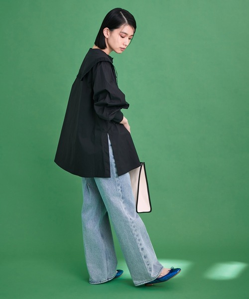 ADAM ET ROPE'（アダムエロペ）の「エンブロイダリーカラーブラウス（シャツ/ブラウス・レディース・ホワイト/ブラック・FREE）」の4枚目の写真