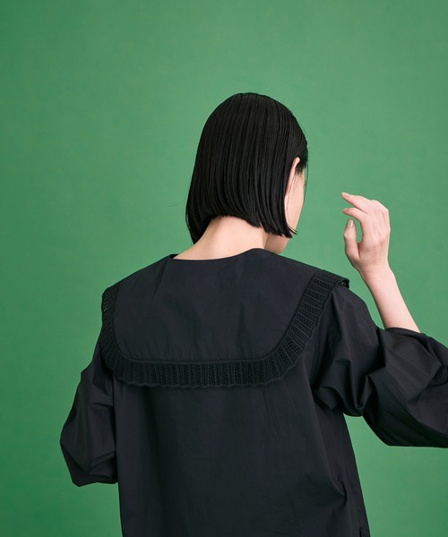 ADAM ET ROPE'（アダムエロペ）の「エンブロイダリーカラーブラウス（シャツ/ブラウス・レディース・ホワイト/ブラック・FREE）」の16枚目の写真