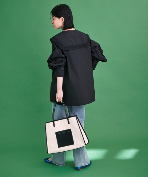 ADAM ET ROPE'（アダムエロペ）の「エンブロイダリーカラーブラウス（シャツ/ブラウス・レディース・ホワイト/ブラック・FREE）」の18枚目の写真