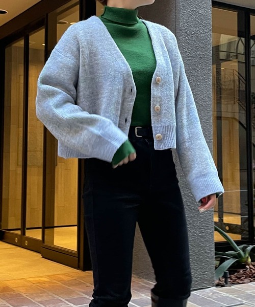 HEYUMM（ヘユム）の「HEYUMM　モヘアライクショートニットカーディガン（カーディガン/ボレロ・レディース・ホワイト系その他/ブルー系その他/ピンク系その他・ONE）」の4枚目の写真