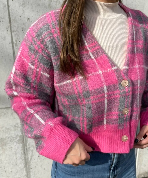 HEYUMM（ヘユム）の「HEYUMM　モヘアライクショートニットカーディガン（カーディガン/ボレロ・レディース・ホワイト系その他/ブルー系その他/ピンク系その他・ONE）」の17枚目の写真