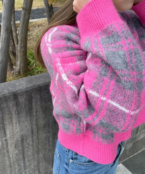 HEYUMM（ヘユム）の「HEYUMM　モヘアライクショートニットカーディガン（カーディガン/ボレロ・レディース・ホワイト系その他/ブルー系その他/ピンク系その他・ONE）」の18枚目の写真