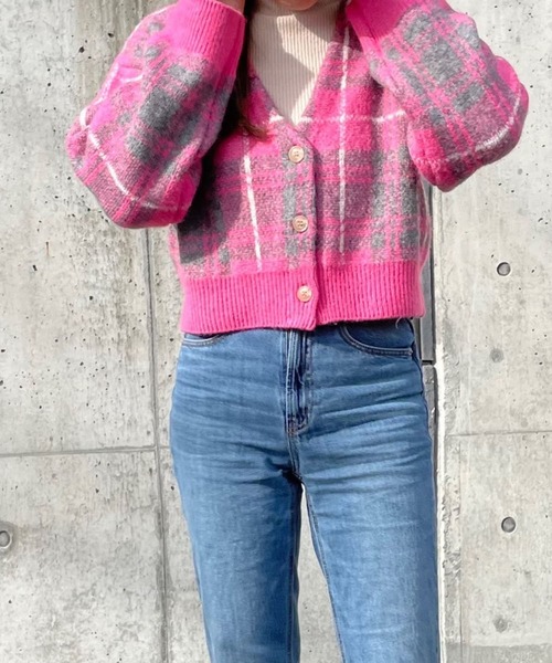 HEYUMM（ヘユム）の「HEYUMM　モヘアライクショートニットカーディガン（カーディガン/ボレロ・レディース・ホワイト系その他/ブルー系その他/ピンク系その他・ONE）」の20枚目の写真