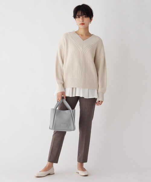 OPAQUE.CLIP（オペークドットクリップ）の「◆ソフトスクエアミニトート【軽量・2WAY・抗菌防臭加工生地使用】（トートバッグ・レディース・グレー/ライトオレンジ系/オフホワイト・00）」の8枚目の写真