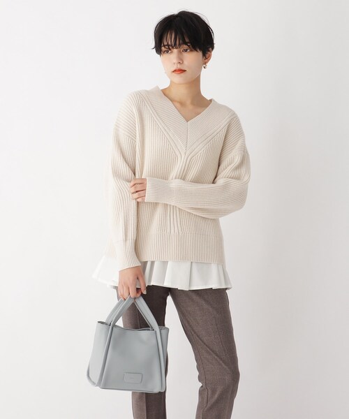 OPAQUE.CLIP（オペークドットクリップ）の「◆ソフトスクエアミニトート【軽量・2WAY・抗菌防臭加工生地使用】（トートバッグ・レディース・グレー/ライトオレンジ系/オフホワイト・00）」の9枚目の写真