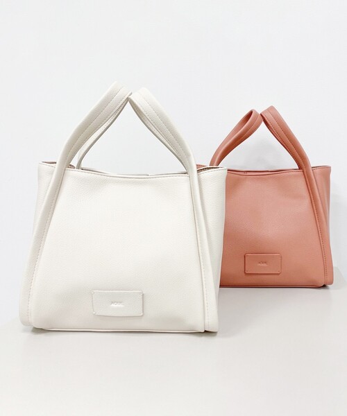 OPAQUE.CLIP（オペークドットクリップ）の「◆ソフトスクエアミニトート【軽量・2WAY・抗菌防臭加工生地使用】（トートバッグ・レディース・グレー/ライトオレンジ系/オフホワイト・00）」の22枚目の写真