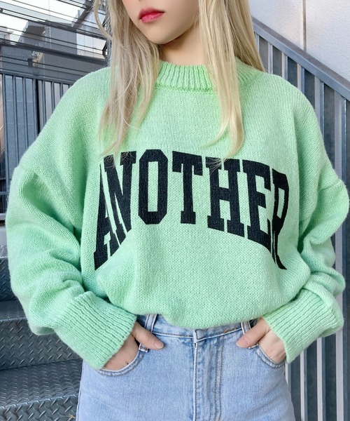 Figments（フィグメンツ）の「ANOTHERニット（ニット/セーター・レディース・グリーン/グレー・FREE）」の2枚目の写真