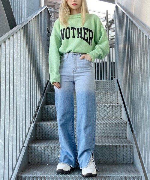 Figments（フィグメンツ）の「ANOTHERニット（ニット/セーター・レディース・グリーン/グレー・FREE）」の3枚目の写真