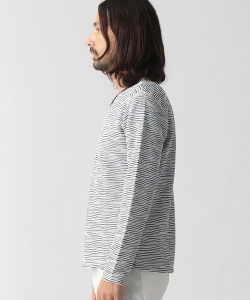 NICOLE CLUB FOR MEN（ニコルクラブフォーメン）の「【22年春モデル】ブリスタージャカード長袖Ｖネックプルオーバー（Tシャツ/カットソー・メンズ・ブラック/ホワイト/ホワイト×ネイビー/ホワイト×ブラック・MEDIUM/X-LARGE/LARGE）」の6枚目の写真