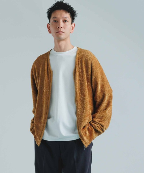 ADAM ET ROPE' ベージュカーディガン　ブルゾン ADAM ET ROPE'（アダムエロペ）の「【WEB限定】ヘザー ジップ