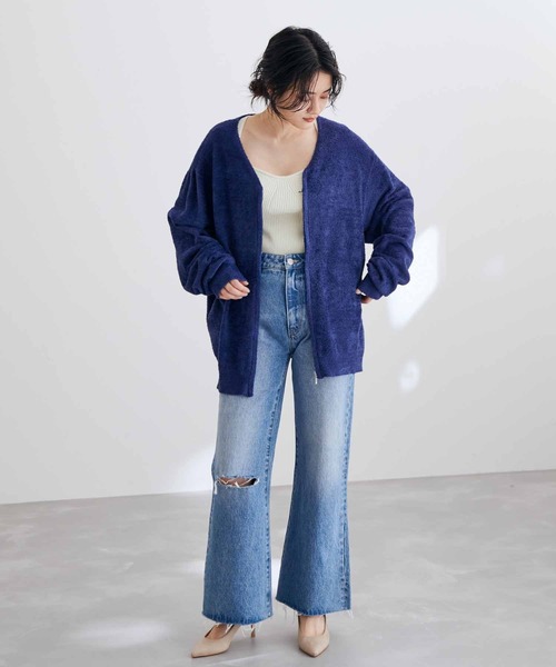 ADAM ET ROPE'（アダムエロペ）の「【WEB限定】ヘザー ジップ カーディガン ブルゾン（カーディガン/ボレロ・メンズ・チャコールグレー/ベージュ/ネイビー・M/L）」の6枚目の写真