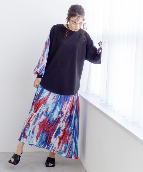 OSMOSIS（オズモーシス）の「切替スリーブプルオーバー（スウェット・レディース・ブラック/ベージュ/アイボリー・ONE SIZE）」の5枚目の写真