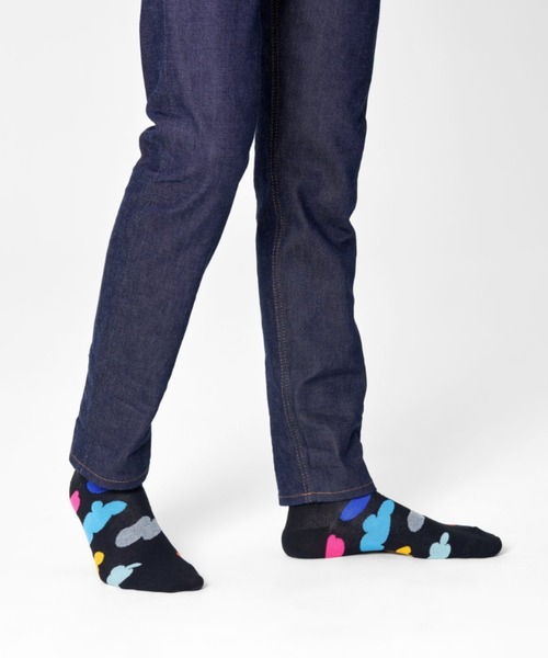 Happy Socks(ハッピーソックス)の「Happy Socks Cloudy クルーソックス 10211082(ソックス/靴下・レディース・ブラック/サックスブルー・M/L)」の2枚目の写真