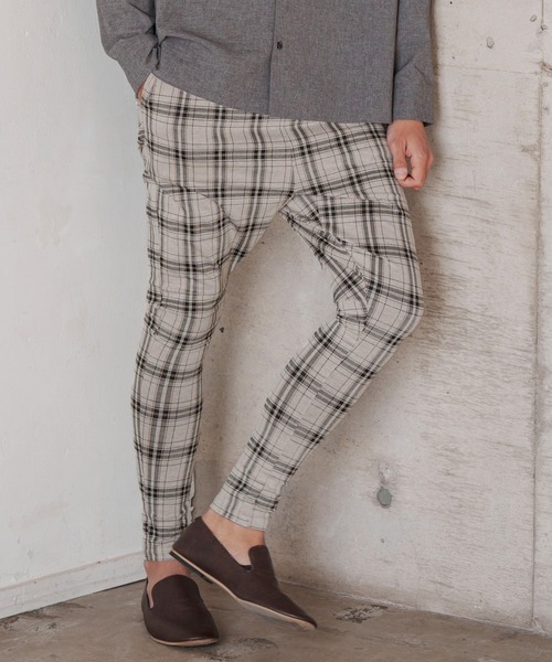 CAMBIO（カンビオ）の「mp9789-Stretch Check Cut Pants サルエル