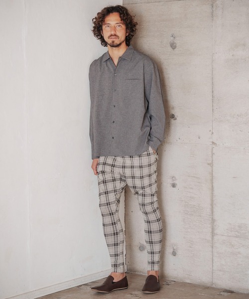 stof ストフ モヘア＆ウール ブロックチェック切り替え サルエルパンツ