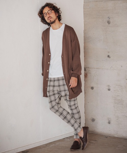 stof ストフ モヘア＆ウール ブロックチェック切り替え サルエルパンツ stof ストフ モヘア＆ウール ブロックチェック切り替え サルエルパンツ
