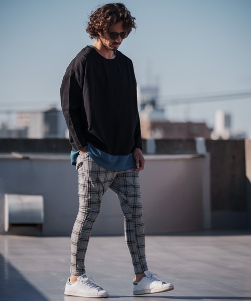CAMBIO（カンビオ）の「mp9789-Stretch Check Cut Pants サルエル