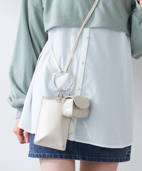 OLIVE des OLIVE(オリーブデオリーブ)の「【WEB限定】リングハンドルマルチショルダー(ショルダーバッグ・レディース・ブラック/オフホワイト/シルバー・FREE)」の2枚目の写真