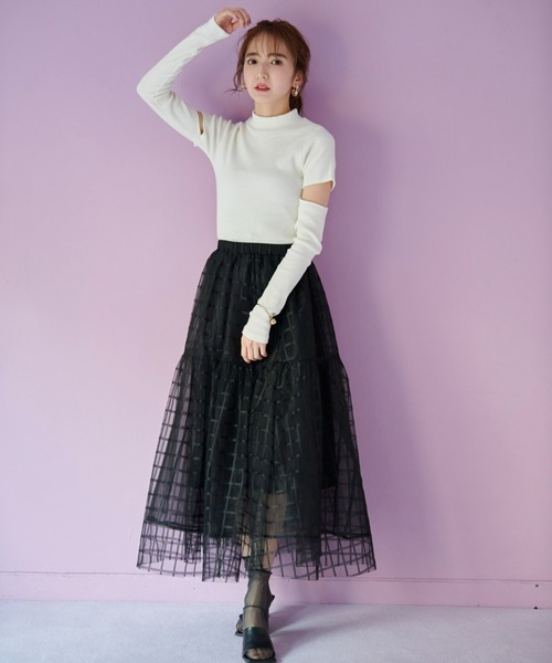 VIOLETTA(ヴィオレッタ)の「スリーブカットアウトリブトップス(Tシャツ/カットソー・レディース・ホワイト/ブラック/ブラウン・FREE)」の12枚目の写真