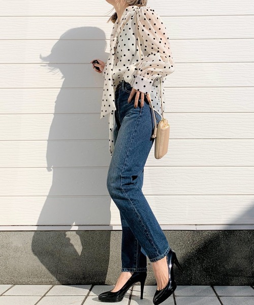 Q（キュー）の「ドットタイブラウス（シャツ/ブラウス・レディース・ブラック系その他/ホワイト系その他・MEDIUM）」の5枚目の写真