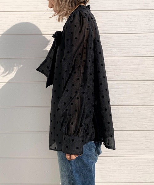 Q（キュー）の「ドットタイブラウス（シャツ/ブラウス・レディース・ブラック系その他/ホワイト系その他・MEDIUM）」の4枚目の写真