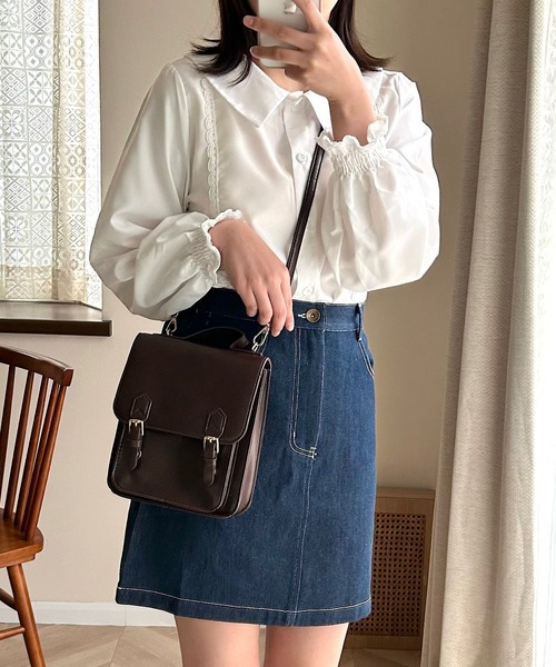 muva■レトロ 3色 ショルダーバッグ CL0306 USEDo がばっと開く 車掌さんみたいな革風がま口ショルダー