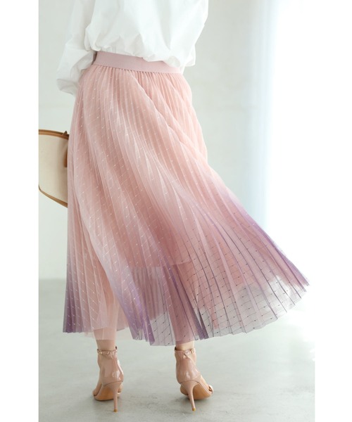 【DRIES VAN NOTEN】PINK裾グラデーション プリーツ スカート DRIES VAN NOTEN】PINK裾グラデーション プリーツ スカート