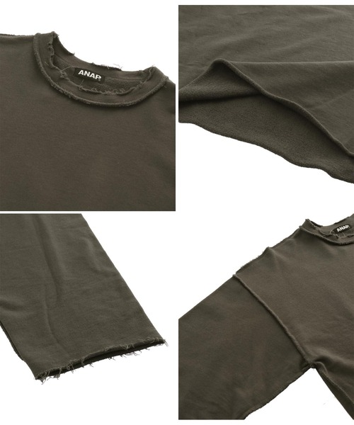 ANAP（アナップ）の「オーバーサイズダメージ裏毛トップス（スウェット・レディース・ブラウン/アイボリー/スミクロ/イエロー×グリーン・FREE）」の16枚目の写真