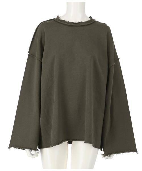 ANAP（アナップ）の「オーバーサイズダメージ裏毛トップス（スウェット・レディース・ブラウン/アイボリー/スミクロ/イエロー×グリーン・FREE）」の12枚目の写真