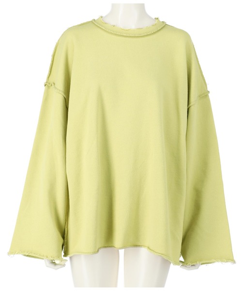 ANAP（アナップ）の「オーバーサイズダメージ裏毛トップス（スウェット・レディース・ブラウン/アイボリー/スミクロ/イエロー×グリーン・FREE）」の14枚目の写真