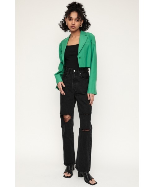 SLY（スライ）の「LIMITED ITEM CRUSH LOOSE STRAIGHT PT-C クラッシュ ルーズ ストレート デニムパンツ（デニムパンツ・レディース・ブラック/ブラウン・1/2/0）」の9枚目の写真