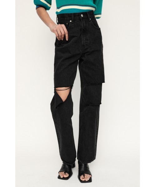 SLY（スライ）の「LIMITED ITEM CRUSH LOOSE STRAIGHT PT-C クラッシュ ルーズ ストレート デニムパンツ（デニムパンツ・レディース・ブラック/ブラウン・1/2/0）」の7枚目の写真
