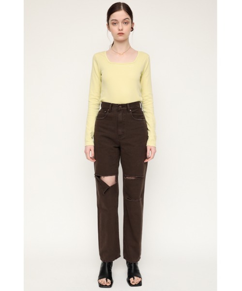 SLY（スライ）の「LIMITED ITEM CRUSH LOOSE STRAIGHT PT-C クラッシュ ルーズ ストレート デニムパンツ（デニムパンツ・レディース・ブラック/ブラウン・1/2/0）」の3枚目の写真