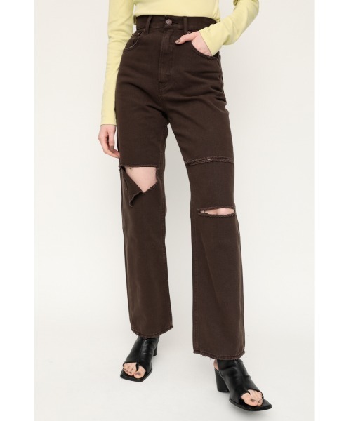 SLY（スライ）の「LIMITED ITEM CRUSH LOOSE STRAIGHT PT-C クラッシュ ルーズ ストレート デニムパンツ（デニムパンツ・レディース・ブラック/ブラウン・1/2/0）」の17枚目の写真